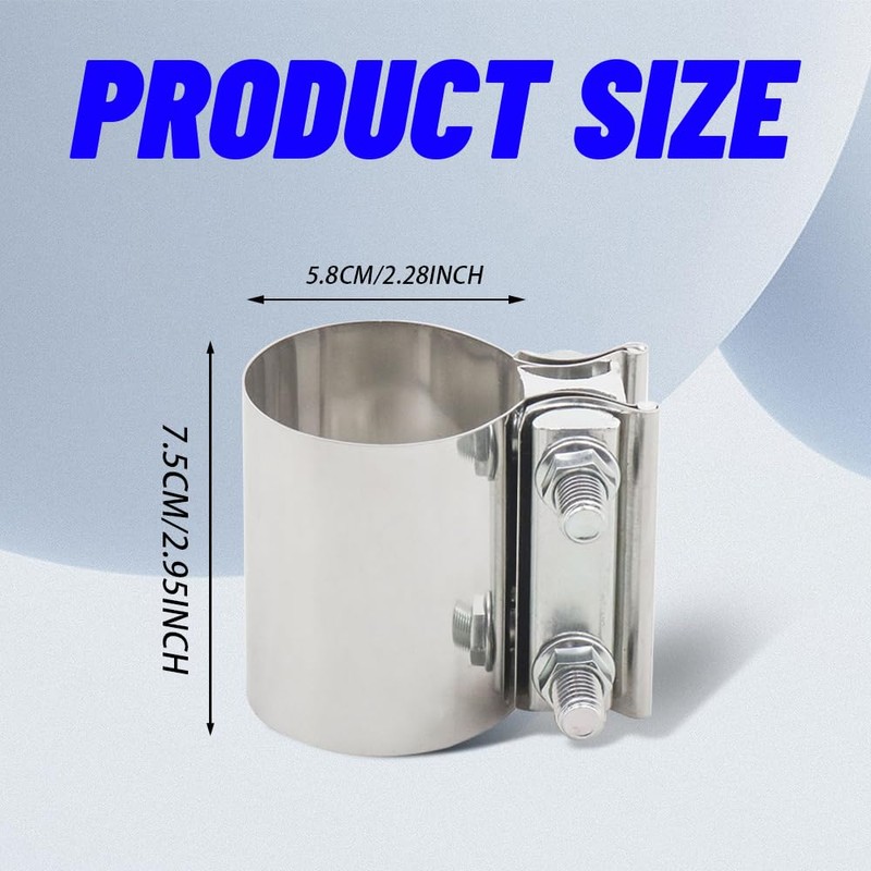 PACLVIO Exhaust Clamp, Exhaust Pipe Clamp, 2.25'' Butt Joint Stainless