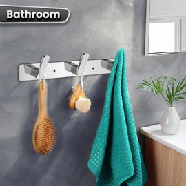 Maxzwell Wall Mounted Coat Rack with 3 Chrome Hooks – Rust-Resistant Stainless Steel Hook Rail for Bathroom, Kitchen, Bedroom – Space Saver (Pack of 2)