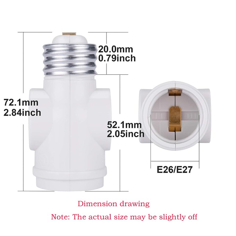 YCSSSD Light Socket to Plug Adapter, 2 Outlet Light Socket