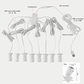Cefrank Mini Spot Lights with Dimmer, 8 x 1W 360° Rotatable LED Spotlight Jewelry Cabinet Dimmable Wall Light, White Finish Shell (Pack-8, Cold White 6000k)