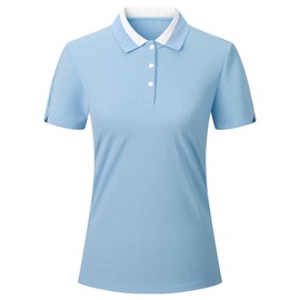 Esabel.C Women's Golf Polo Shirts Moisture Wicking Short Sleeve Polo Shirts Collared Quick Dry for Tennis & Golf,Blue,XL