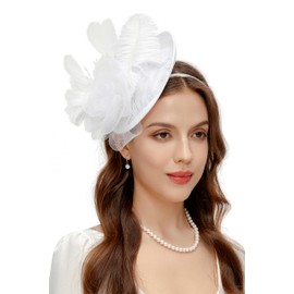 BABEYOND Fascinators Hats for Women - Tea Party Kentucky Fascinator Derby Pillbox Hat Mesh Feathers Headband with Hair Clip