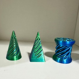 3-Pack Spiral Fidget Impossible Cone,3D Printed Optical Illusion Desk Toys Stress Relief Sculpture, Unique Office Gifts Teens Adults Kids Stocking Stuffers Christmas White Elephant（Laser Green）