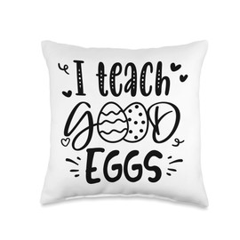 Easter Funny Teaching Good Eggs Students Happy Easter Teachers I Teach Good Eggs Funny Educational Throw Pillow, 16x16, Multicolor
