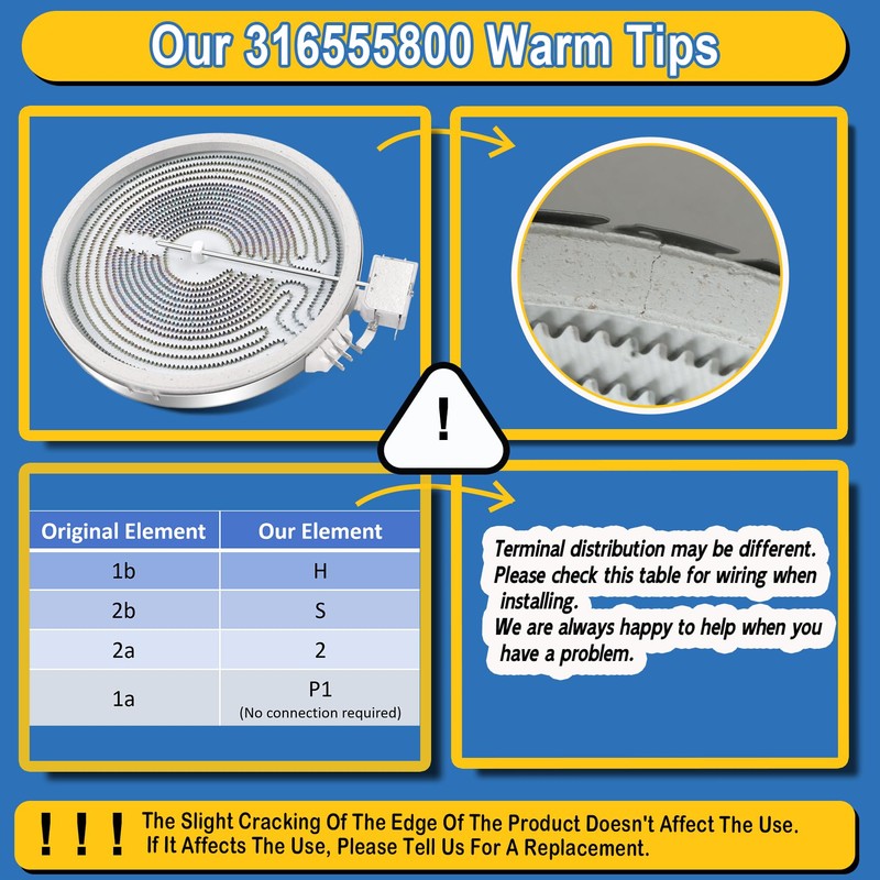 Upgraded 316555800 W10823692 9"/6" Dual Radiant Surface Element Compatible with