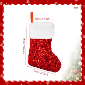Mini Christmas Stockings 4 Pcs Glitter Christmas Stocking Set Red Green Small Xmas Stockings Decorations Christmas Hanging Gift Bags for Christmas Tree Ornaments Fireplace Party Decor Y7HLLPW