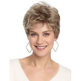 Golden Hair Wigs for Women, Fluffy Short Hair Temperament Oblique Bangs Blonde Curly Wig, Natural Looking Hair Wig for Daily Use, Suitable for Girls Medium