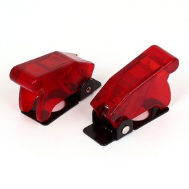 sourcing map Pack of 2 Red Plastic Spring-Loaded Cover Protective Cap for 12 mm Toggle Switch DE de