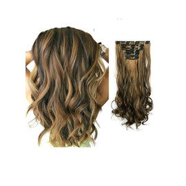 Artifice 6pcs 16Clip Set Multi Curly Silky Gold Highlighted 24 inch Hair Extension