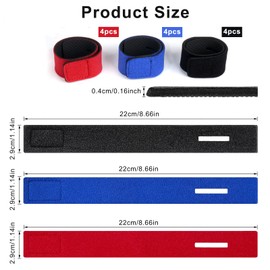 Bikasun Fishing Rod Bands Pack of 12 Fishing Rod Straps Fishing Rod Belt Fishing Rod Straps Velcro Strap Adjustable Velcro Straps Black Blue Red