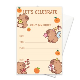 KGHYT Capybara Birthday Invitation Cards for Kids with Envelopes
