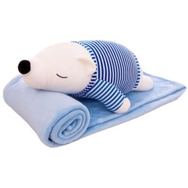 QUINTRA Two-in-one Cartoon Animal Pillow with Built-in Blanket, Dual Use for Office, Car, Nap Winter, Thickened Sofa Cushion with Dual Functions, Heat Blankets (F, One Size)