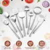 304 Stainless Steel Cooking Utensils Set, 10pcs Long Metal Kitchen