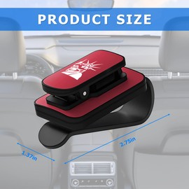Sunglasses Holders for Car Sun Visor, Statue of Liberty Upgrade Metal Flag Glasses Holder, Multifunction Eyeglasses Hanger Mounted with Ticket Card Clip, Universal for SUV Pickup Truck (Black/Red)