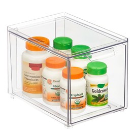 mDesign Cosmetic Organiser - Stackable Plastic Drawer Box - Practical Box for Storing Bathroom Items - Clear