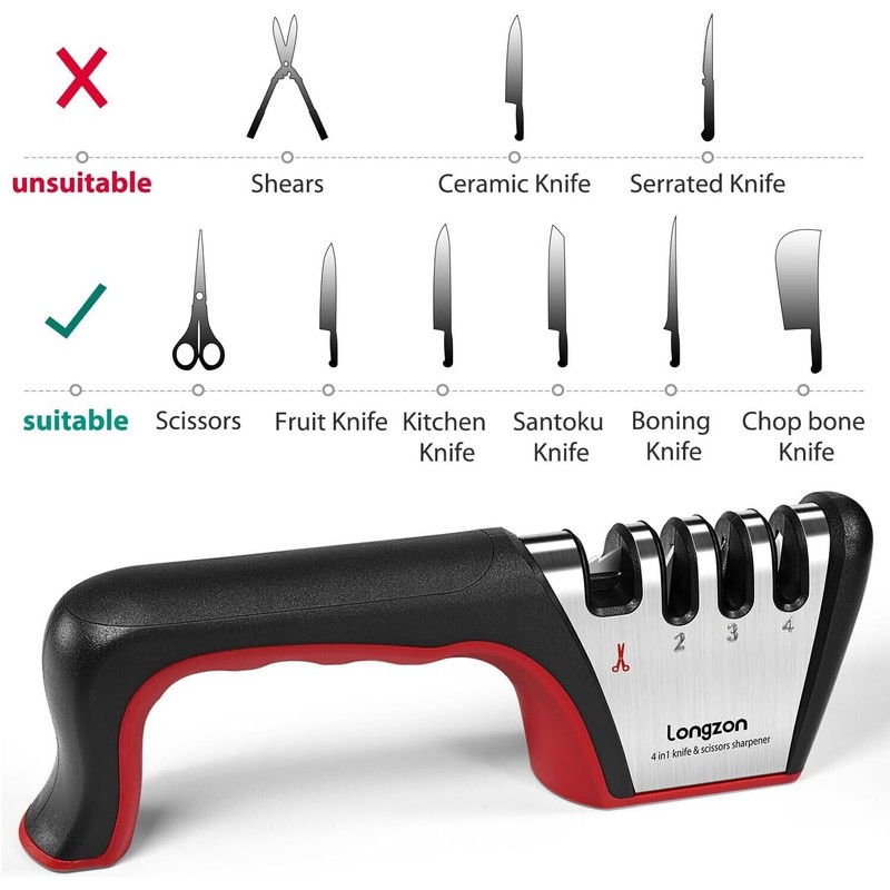 Mueller 4-in-1 Knife Sharpener [4 Stage] with a Pair of