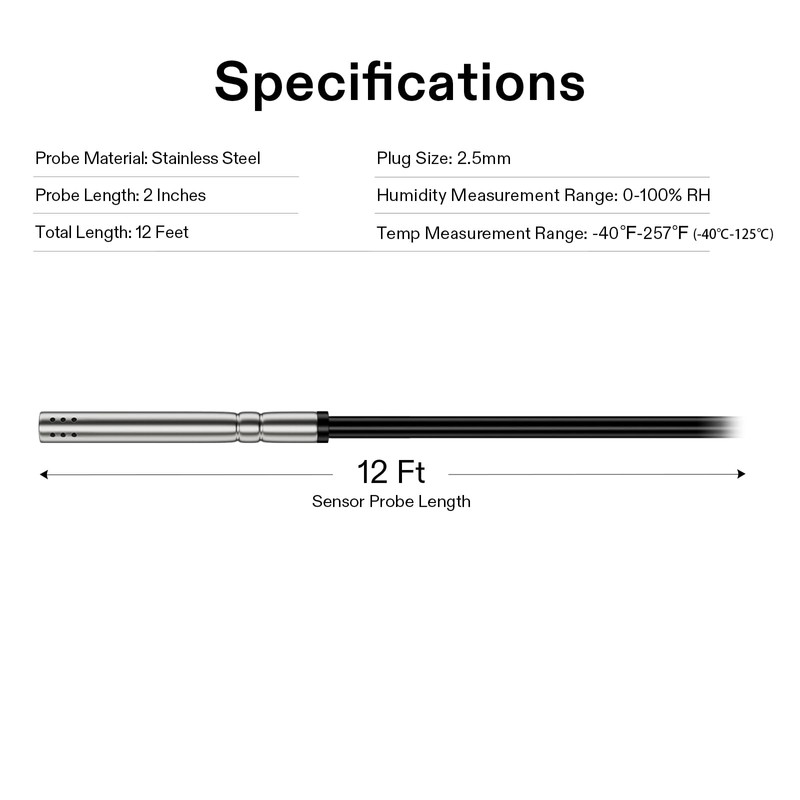 VIVOSUN Temperature & Humidity Sensor Probe, Waterproof Stainless Steel Environmental