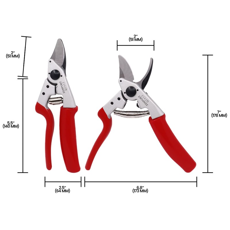 Zenport QZ412 Small Rotating Professional Pruner, 1.5 Inch Blades, Red
