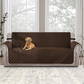 HOMERILLA Reversible 4 Seater Couch Cover for Dogs Water Resistant Washable Pets Furniture Protector Sofa Cover with Elastic Straps (4 Seater Sofa, Chocolate/Beige)
