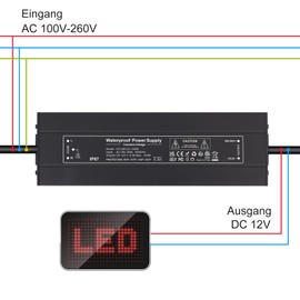 YAYZA! LED Transformer DC 12V 100W, IP67 Waterproof LED Power Supply AC 230V to DC 12V 8.3A LED Transformer DC Low Voltage Driver Constant Voltage Driver for G4 MR16 MR11 Strip
