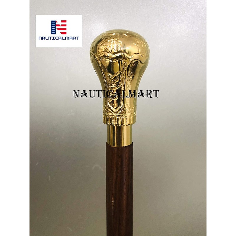 Gold Plated Replica of Bat Masterson Knob Handle Walking Cane