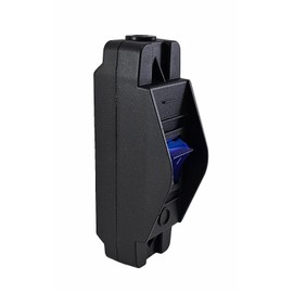 Devices Cord Switch in Black, Robust Housing with Interchangeable Rocker Switch 16 A 250 V~, Blue Illuminated