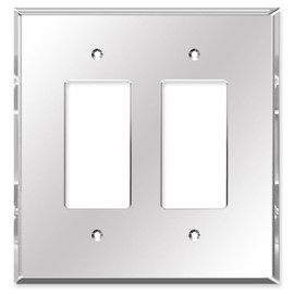Art Plates - OVERSIZED 2 Gang Decora Oversize Acrylic Mirror Switch Plate - 5.25" x 5.25" - Two Gang Reflective Mirrored Jumbo Wall Plate for Rocker Style Light Switches, GFCI and Electrical Outlets