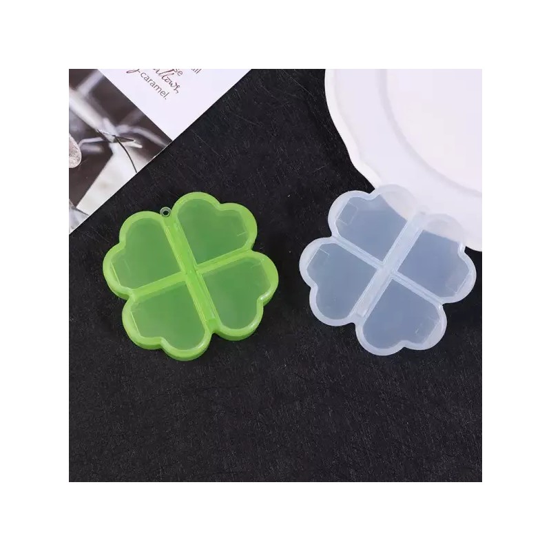 Four Leaf Clover 휴대용 플라스틱 약 보관함 개별 개폐 디자인