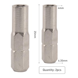 Pack of 2 Hex Screwdriver Inserts, 1/4 Inch Bit Adapter, Nickel-Plated Magnetic Bit Adapter 1/4, 1/4 Hex Converter, Adapter 1/4 Inch 6.35 mm to 4 mm, 1/4 Inch 6.35 mm Handle