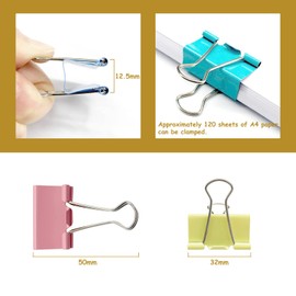 Ykimok 48 Pcs Medium Binder Clips, 1.25 inch(32mm), Colored Binder Clips, Paper Clamps Medium Size for Office Supplies, 4 Vibrant Colors