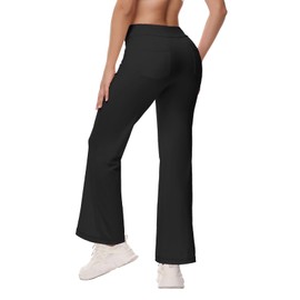Womens Casual Pants Dress Work Business Wide Straight Leg Trousers High Waisted with Multiple Pocket Office to Yoga Athletic Stretchy Lounge Loose Baggy Slacks Cute Comfy Trendy Clothes Black S