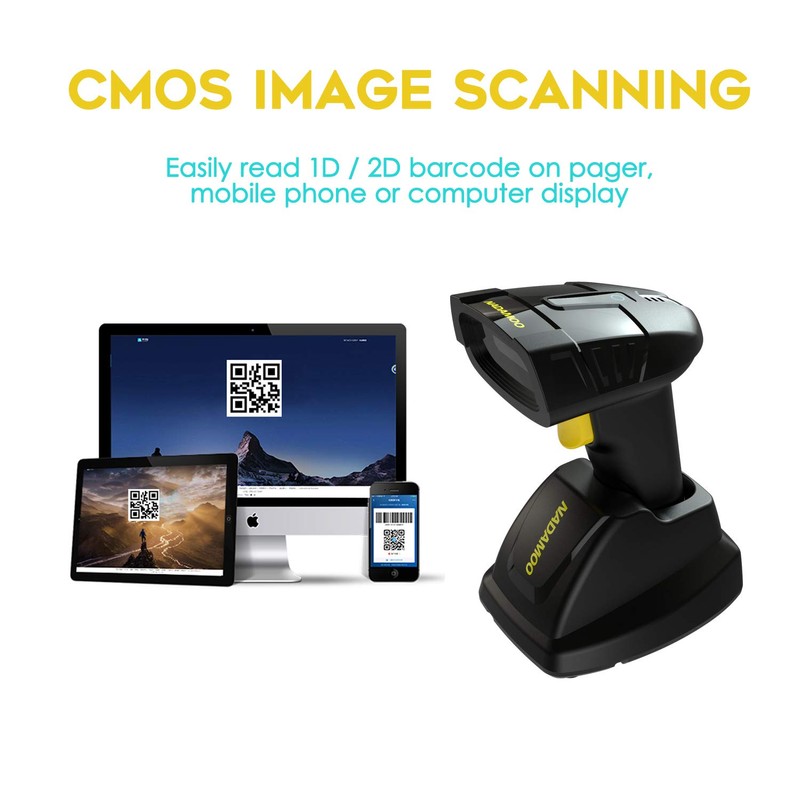 NADAMOO Wireless Barcode Scanner with Charging Cradle, Read 1D, 2D,