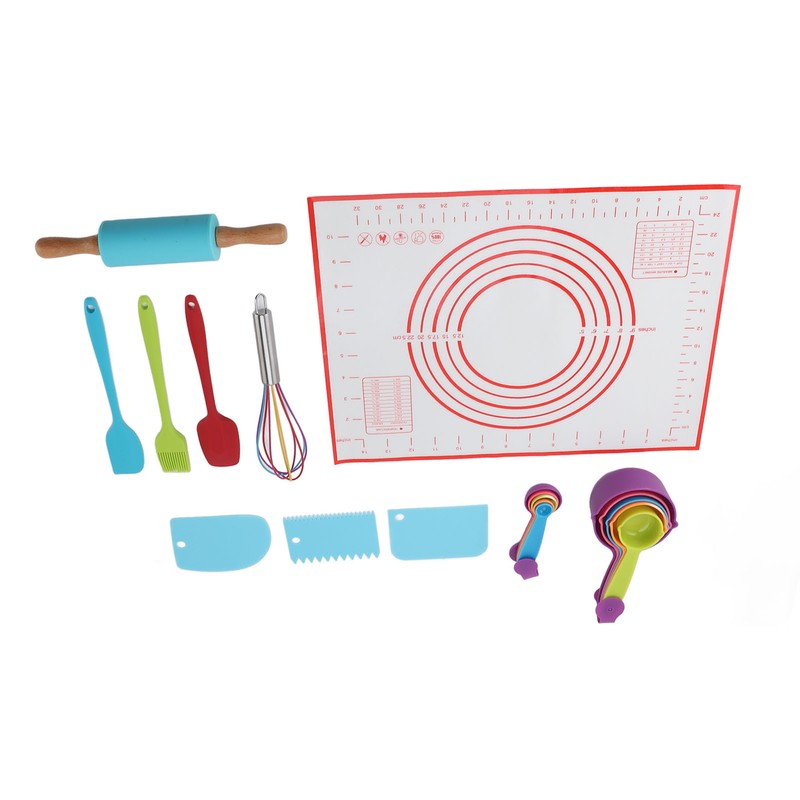 19PCS Kids Baking Set Silicone Nonstick Safe Spatula Brush Whisk