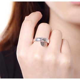 Cutesmile Fashion Jewelry 925 Sterling Silver Dangling Lock Band Ring S/Love Fine Jewelry Gifts for Women for Her, 7, Silver