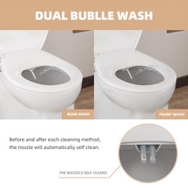 Round Bidet Toilet Seat with Soft Close and Quick Release,Non-Electric Bidet Seat with Dual Nozzles