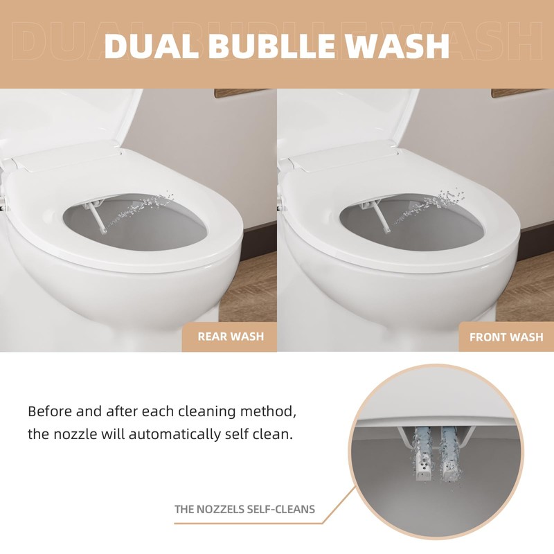 Round Bidet Toilet Seat with Soft Close and Quick Release,Non-Electric