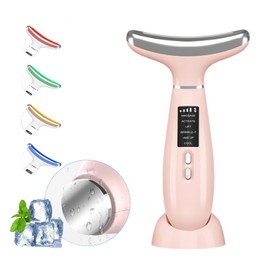 Facial and Neck Massag,erelectric face lifting, Vibration,Cooling and Warm Functions Skin Care,face Sculpting Tool,Lifts and Tightens Sagging Skin for Anti-Aging (Flower Pink)