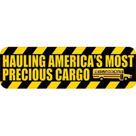 StickerTalk School Bus Precious Cargo Vinyl Sticker, 10 inches by 3 inches