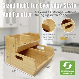 MinBoo Bamboo Stackable Pantry Storage Bins Potato and Onion Storage,Fruit Basket for Pantry Organization,Fruit Bowl for Kitchen Counter,Fruit and Vegetable Storage (Bamboo)