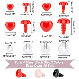 AHANDMAKER Pack of 120 Plastic Safety Noses for Crochet Stuffed Animals, Crochet Noses with Washers, Animal Crochet Noses, 7 mm to 20 mm, for Doll and Plush Craft Accessories