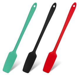 AYWFEY Küchenhelfer Set, 3 Stück Silikon Küchenutensilien Kochlöffel Set mit Edelstahlgriff, 600˚ Hitzebeständige Antihaft Silikon Schaber, Antihaft Kochset Küchenutensilien, Schwarz & Rot & Mintgrün