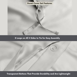 100% Austrian Eucalyptus Duvet Cover Set, 3PC King Size Tencel Duvet Cover Set, (106” X 94”) 1 Oversized Duvet Cover, (21” X 38”) 2 Shams, 8 Corner Loops, Softer Than Silk (Cool Grey, King 3PC)