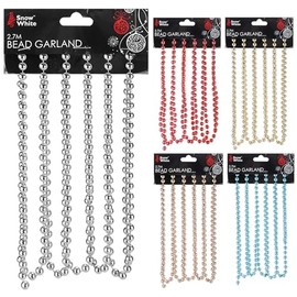 Christmas Luxury 2.7 Metre Bead Chain Garland Decoration Xmas Tree Hanging Ornaments 8mm Bead (Silver 5295)