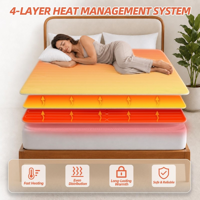 Heated Mattress Pad Queen, Cozy Bed Warmer with Preheat &