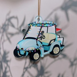Golf Cart Ornament, Golf Carts Christmas Ornaments 2023, Gift for Golfers, Golf Decor, Golf Christmas Ornaments for Men, Dad, Grandpa, Boy 1 Side Printing Flat Acrylic 3.5''
