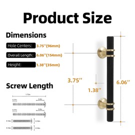 KOMOTIA 10 Pack 3-3/4 Inch Cabinet Pulls knurled Matte Black and Brushed Gold Kitchen Cabinet Handles Aluminum and Zinc Alloy Drawer Pulls Solid Cabinet Hardware