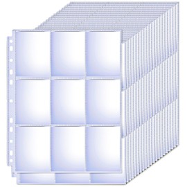 65 Pack 9 Pocket Card Sleeves Binder Sheets, Trading Card Sleeves for 3 Ring Binder, Holds 1170 Cards, Card Holder Binder Pages Protectors Fit for MTG, TCG, Baseball, Football, Game, Business Cards