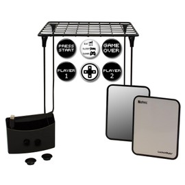 Locker Kit Organizer: 12 Inch Tall Shelf - Magnetic Locker Accessories - Mirror, Whiteboard, Pencil Cup, Pen, Inspirational Metal GAMER Magnets 13 Piece Bundle (BLACK - GAMER MAGNETS SET)