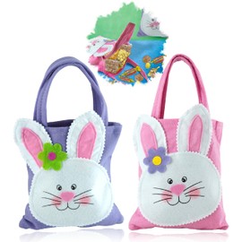 HOVUK 2pcs Easter Surprise Eggs Tote Favor Bags- 23cm| Easter Eggs Hunt Felt Bags for Treats for Gift| Reusable Easter Surprise Eggs Handled Holiday Bags