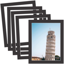 MBC MAT BOARD CENTER, 5 Pack 8x10 for 7x9 Black Picture Mats Frame Mattes, Bevel Cut, Acid Free, 4-ply Thickness